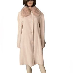 Katherine Kelly Angora & Virgin Wool Coat with Fox Fur Collar | Blush Pink